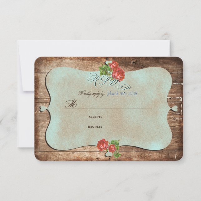 Mariage rustique ~ Carte RSVP (Devant)