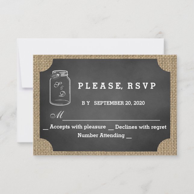 Mariage Rustique de Réponse RSVP sur un Panneau de (Devant)