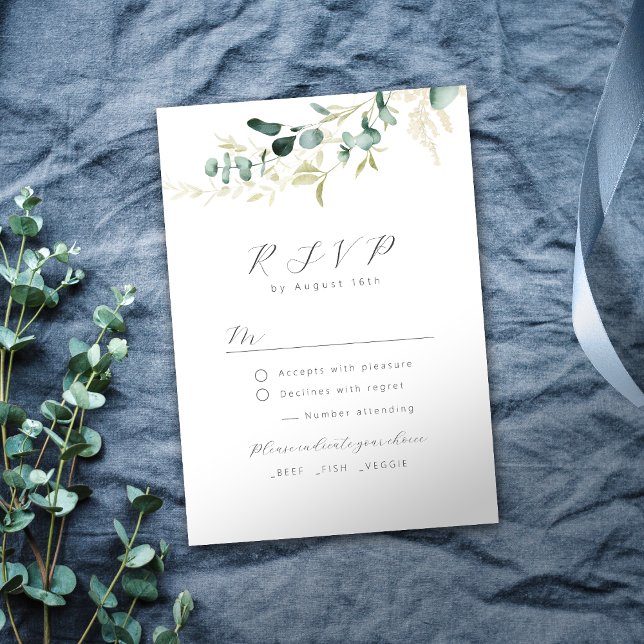 Mariage rustique d'eucalyptus boho de verdure RSVP (Créateur téléchargé)