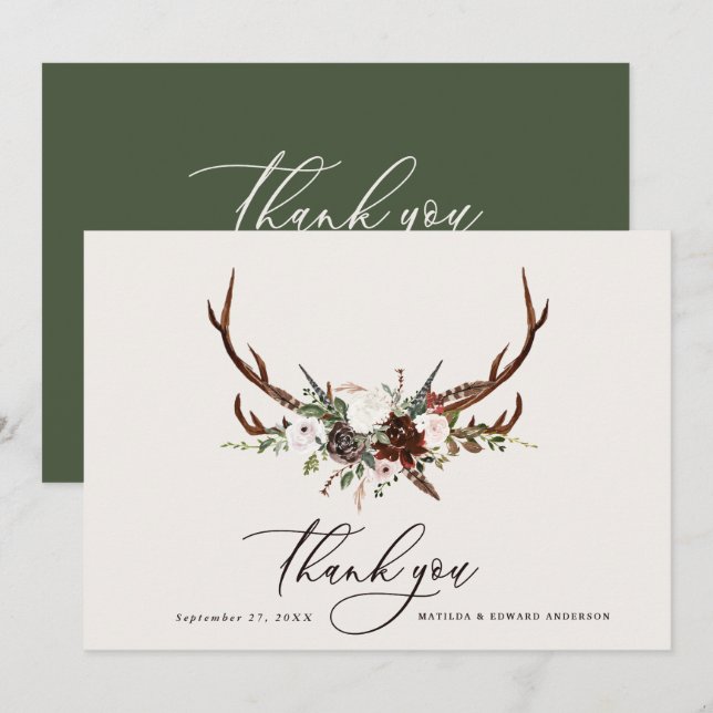 Mariage rustique élégant merci botanique (Devant / Derrière)