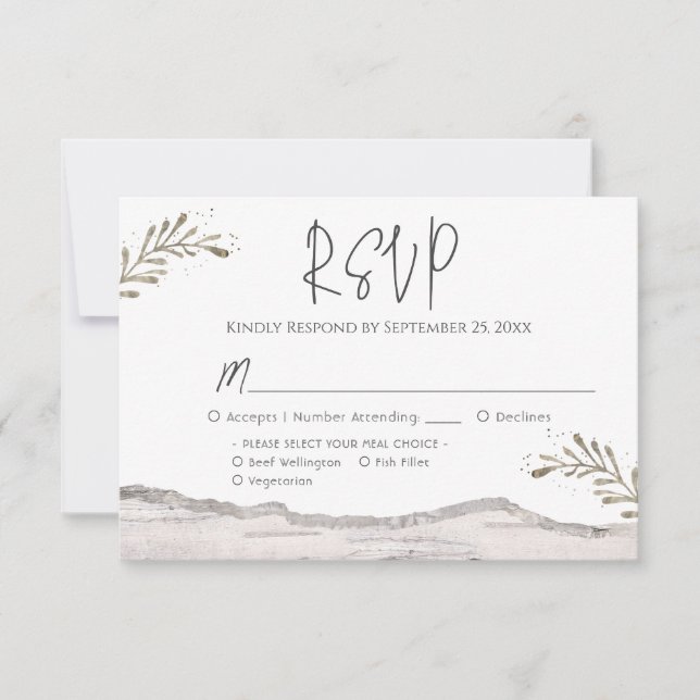 Mariage rustique en bois de bouleau RSVP (Devant)