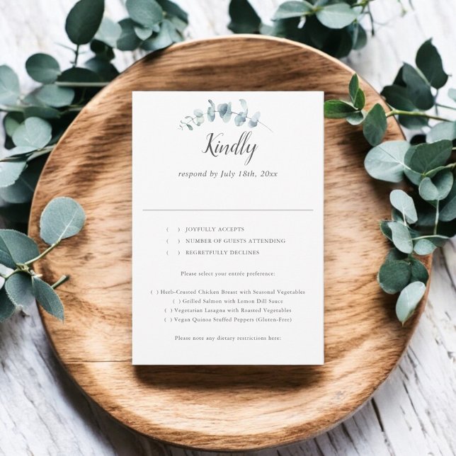 Mariage rustique Eucalyptus Script RSVP (Créateur téléchargé)