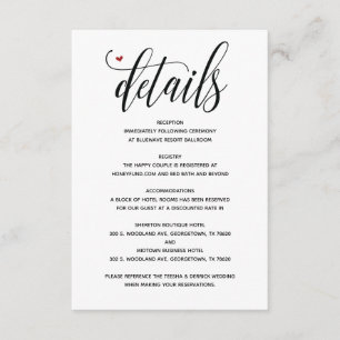 Mariage rustique moderne Détails carte boîtier v1