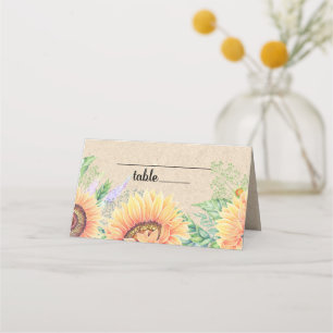 Mariage Rustique tournesol Table Place Cartes