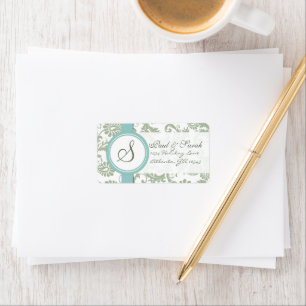 Mariage Sage Green et Aqua étiquette de adresse po