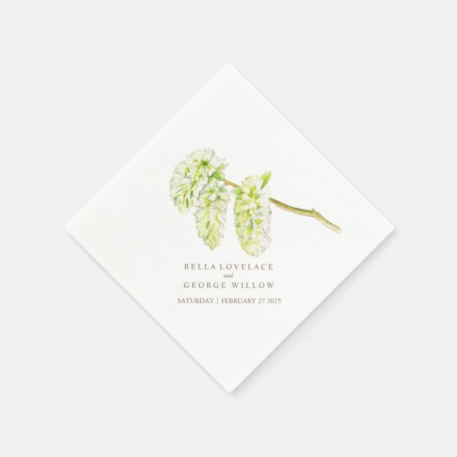 Mariage saule vert catkins serviettes en papier (Coin)