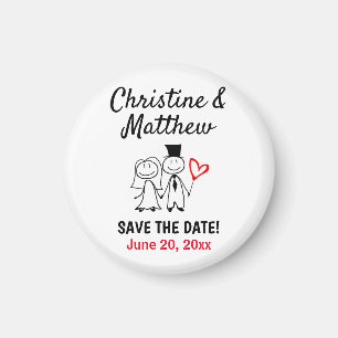 Mariage Sauvez la date Cute Cartoon Couple Magnet