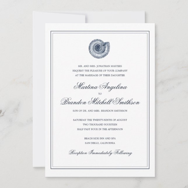 Mariage Sea Shell Beach | Invitation traditionnell (Devant)