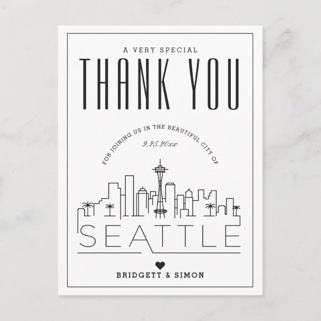 Mariage Seattle | Merci de venir ! Carte postale (Devant)