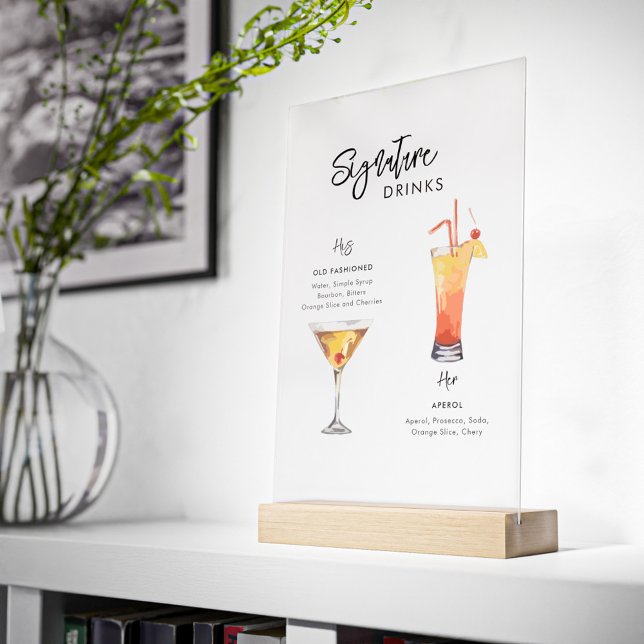 Mariage Signature Boire Ses et Ses (Wedding Party Signature Drink Acrylic Sign)