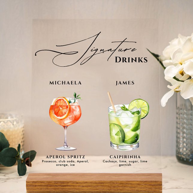 Mariage Signature Boissons 50+ Aquarelle Cocktails (Créateur téléchargé)