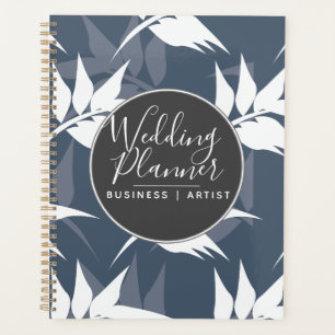 Mariage Silhouette Florale Feuilles Bleu Marine
