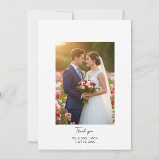 Mariage simple doux plat Carte de remerciements pe