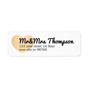Mariage simple Elegant White Gold Heart Étiquette