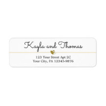Mariage simple Elegant White Gold Heart Étiquette