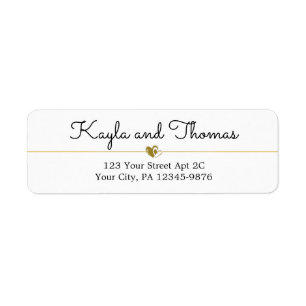 Mariage simple Elegant White Gold Heart Étiquette