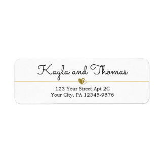 Mariage simple Elegant White Gold Heart Étiquette