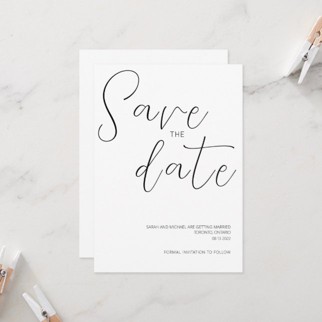 Mariage simple Enregistrer la date Invitation (Devant/Arrière en situation)