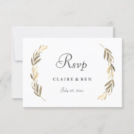 Mariage simple et moderne Elegant Gold Leaf RSVP