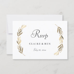 Mariage simple et moderne Elegant Gold Leaf RSVP