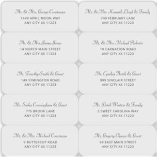 Mariage simple Étiquettes de adresse invités