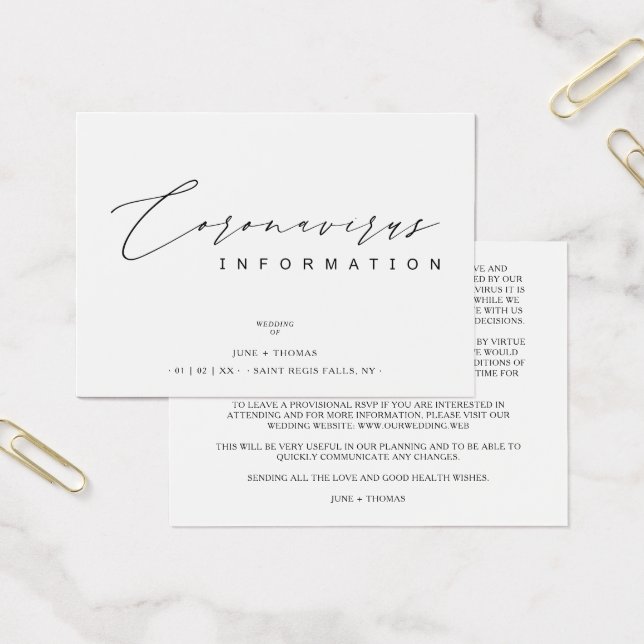Mariage Simple Minimaliste Coronavirus Information (Bureau)
