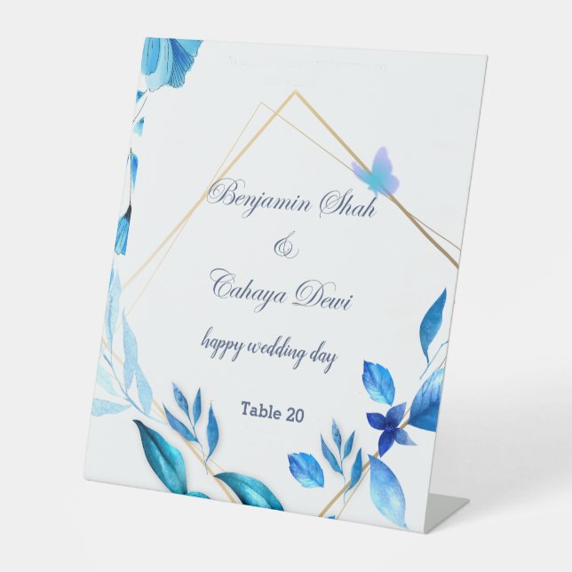 mariage simple panneau de piédestal bleu et blanc (Recto)