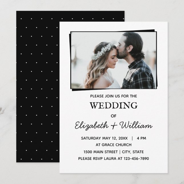 Mariage Simple Photo Élégante Invitation (Devant / Derrière)