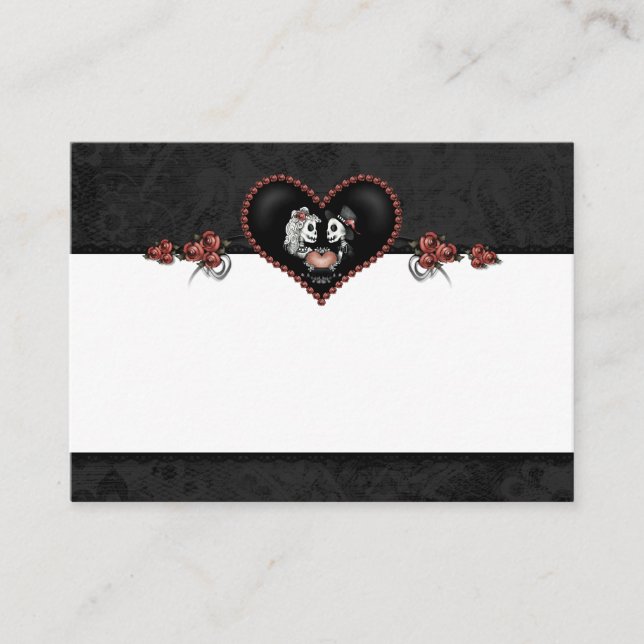 Mariage Skeleton Black Grey Heart BLANK Carte de l (Devant)