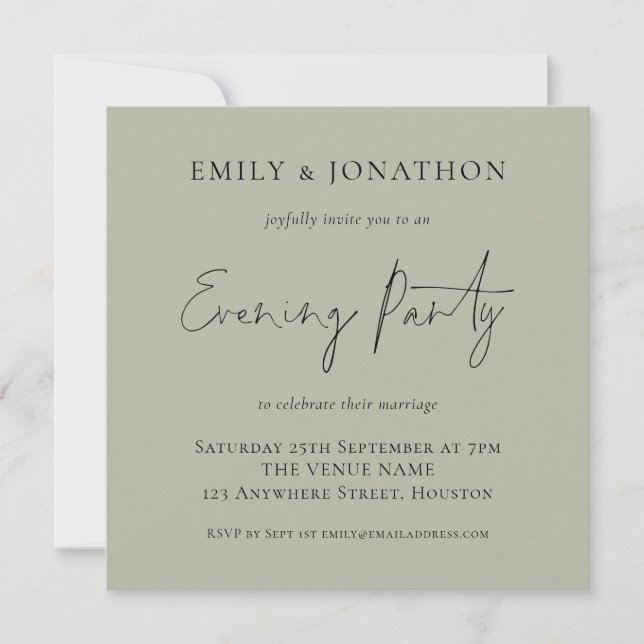 Mariage Soft Sage Invitation de soirée (Devant)