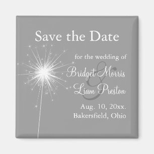 Mariage Sparkler Enregistrer la date Magnet en gri