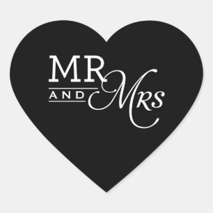 MARIAGE STICKERS m & mrs typographie moderne noir