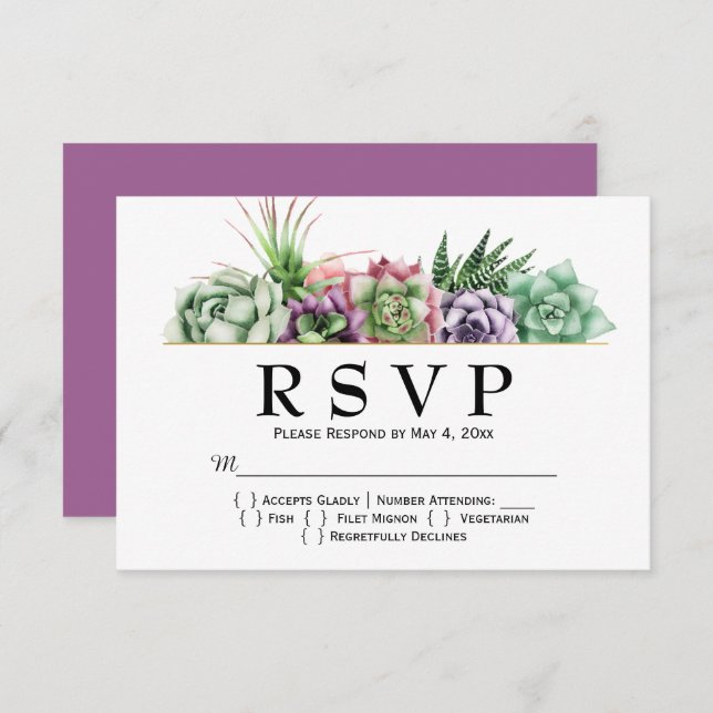 Mariage Succulent du désert RSVP (Devant / Derrière)