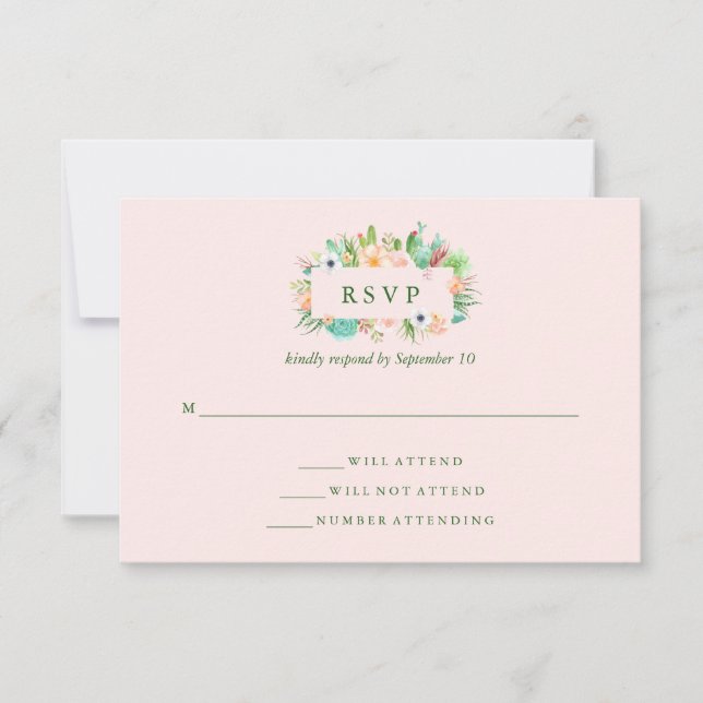 Mariage Succulent rose du désert RSVP (Devant)