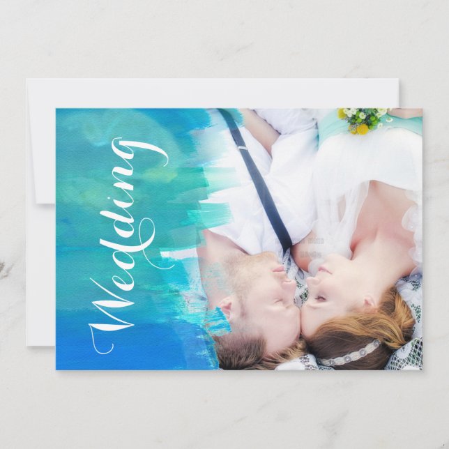 Mariage sur la plage Aquarelle moderne Invitation  (Devant)