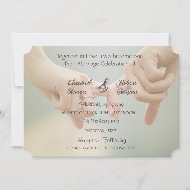 Mariage sur la plage, Invitation à se tenir la mai (Devant)