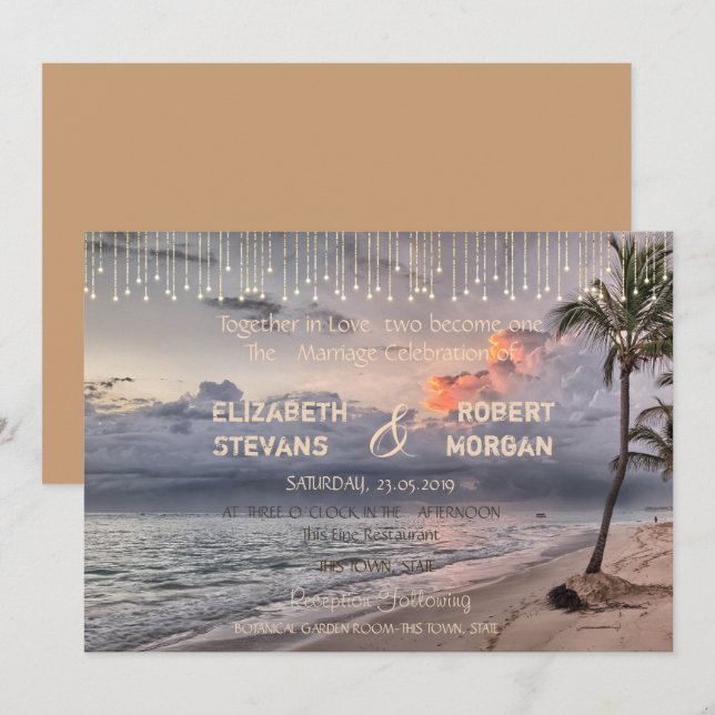 Mariage sur la Plage, Invitation aux Palmiers (Devant / Derrière)