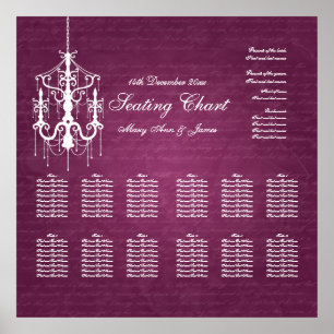 Mariage Tableau de siège Chandelier Berry rose