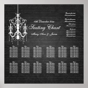 Mariage Tableau de siège Chandelier noir