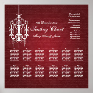 Mariage Tableau de siège Chandelier rouge