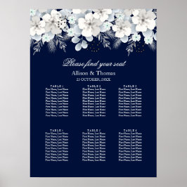 Mariage Tableau de siège Fleur blanche sakura bleu