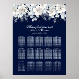 Mariage Tableau de siège Fleur blanche sakura bleu