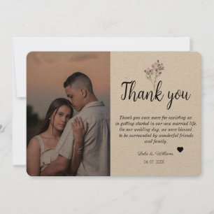 Mariage texte Calligraphie simple Carte de remerci