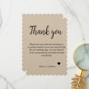 Mariage texte Calligraphie simple Carte de remerci