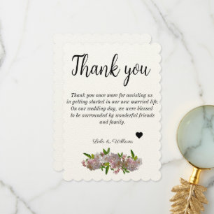 Mariage texte Calligraphie simple Carte de remerci