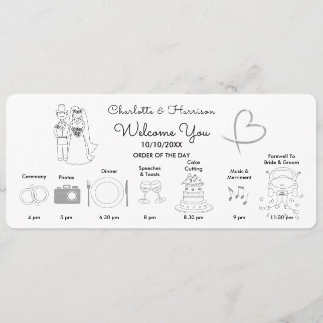 Mariage Time Line Programme Icônes mignonnes (Devant)