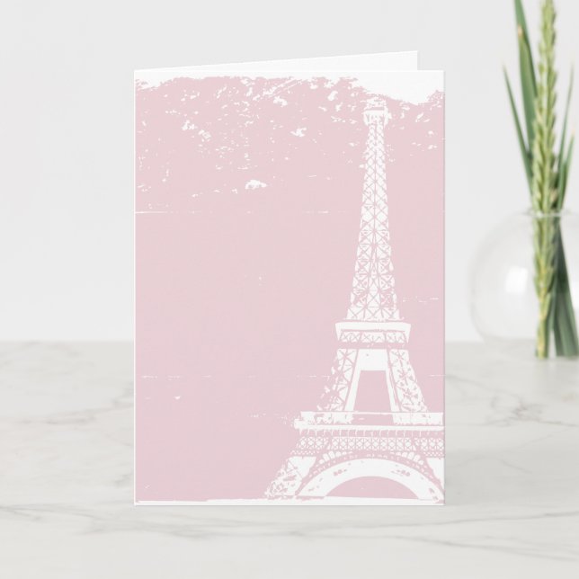 Mariage Tour Eiffel rose Merci Cartes (Devant)