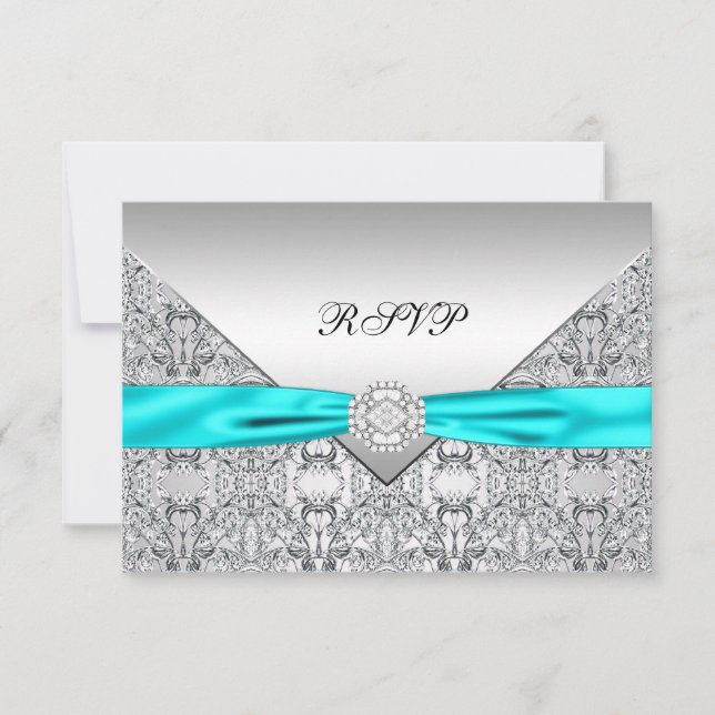 Mariage turquoise en diamant bleu RSVP (Devant)