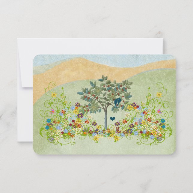 Mariage turquoise Vintage Inséparable Fleur RSVP (Dos)