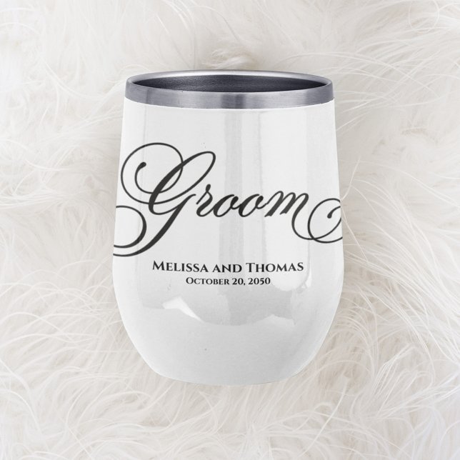 Mariage Typographie de la chambre Script Tumbler p (Custom personalized Groom calligraphy script wine tumbler)